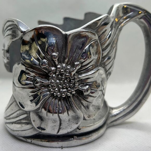 HACIENDA REAL Mexican Pewter Floral Cup Holder! - Picture 1 of 4